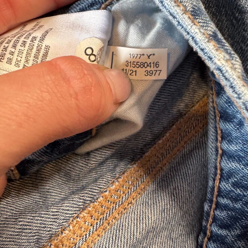 American Eagle Jeans Women 14S High Rise Baggy Wide Leg Button Fly Distressed - Picture 9 of 9